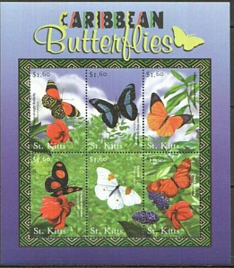 Сент-Китс, 2001, Бабочки Карибов, лист